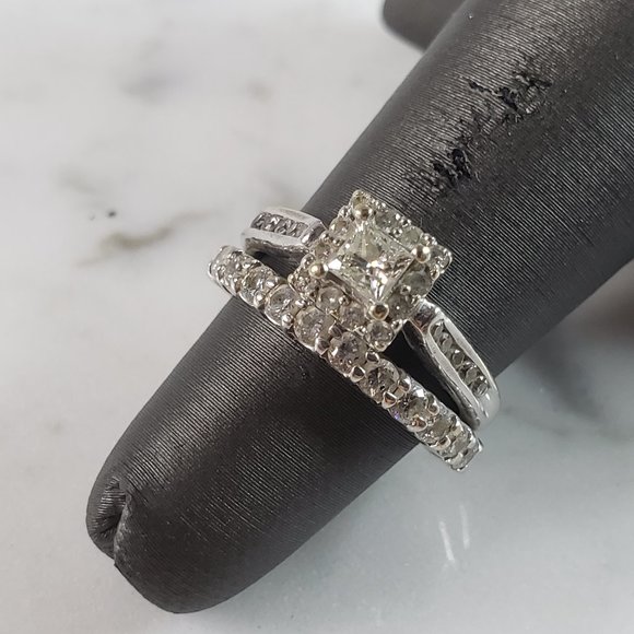 Womens Vintage Estate 14K White Gold Diamond Engagement Ring 4.2g E6269
